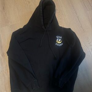 Pink Dolphin Black Hoodie with Embroidered Logo